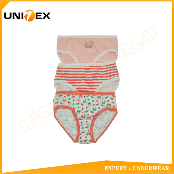 Professional Customized Basic Soft Cotton Fabric Girl's Comfort Underwear 3PCS Bikini Briefs